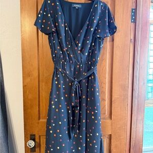 Modcloth Navy Polka Dot Midi Dress